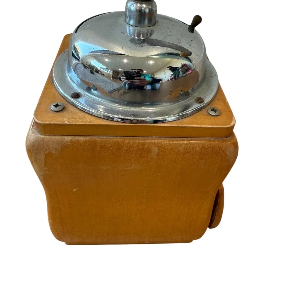 Vintage Dienes Mokka Manual Coffee Grinder‎ Wood Chrome Handle Drawer